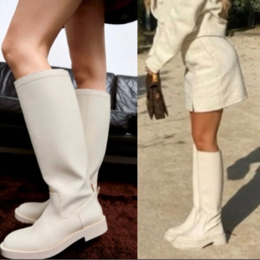 NWT ZARA Blogger Favorite Rubberized Knee High Boots